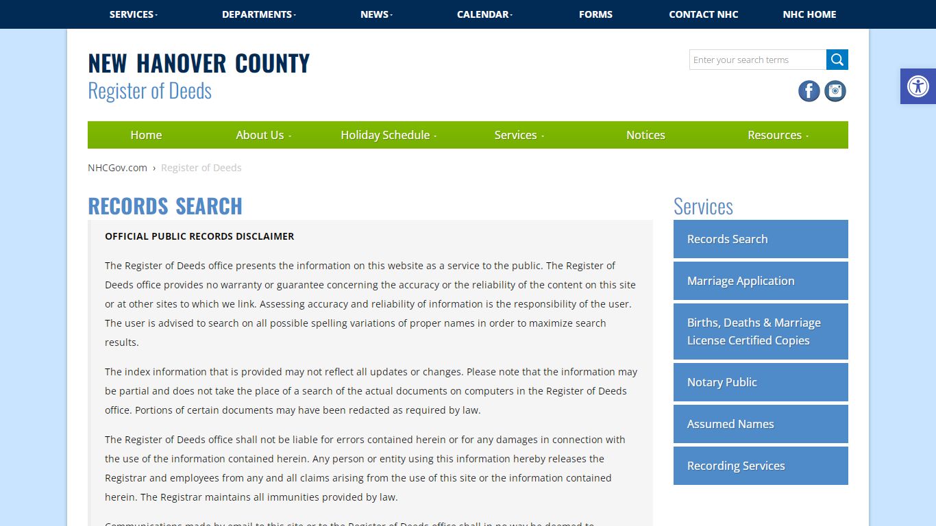 Records Search - Register of Deeds - North Carolina